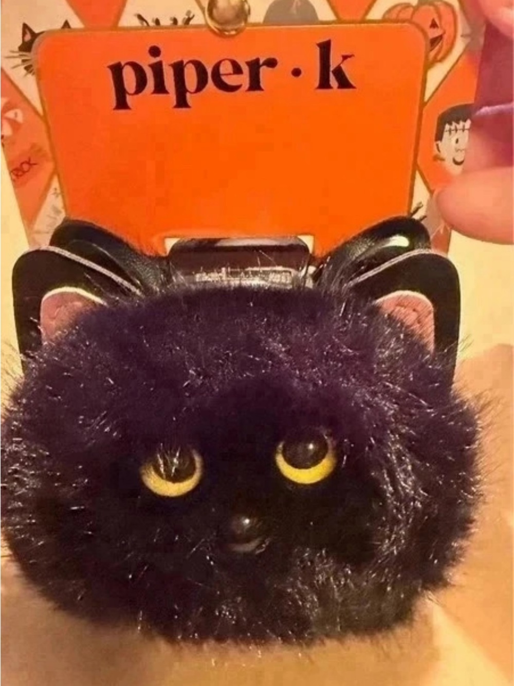 PiperK Halloween Black Cat Hair clip NWT